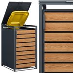 Casa si Gradina - Gradina si terasa - Casute de gradina - Masca pentru pubela, Jumi, otel galvanizat antracit, cu aspect lemn, 116x80x86 cm, pentru tomberon 240L - Infinity.ro