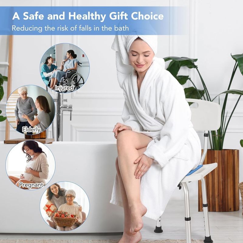 Ingrijire personala si Cosmetice - Sanatate si wellness - Aparate medicale - Produse si dispozitive ajutatoare locomotie - Scaun de baie/dus din aluminiu, reglabil pe inaltime 6 nivele, cu spatar - Infinity.ro
