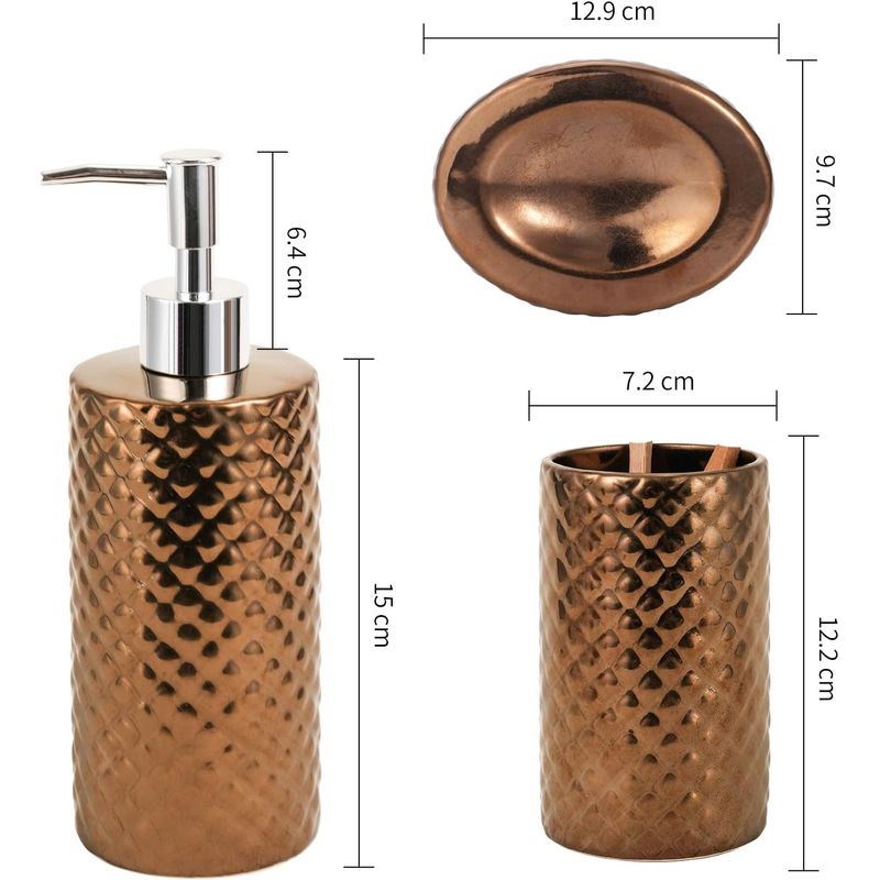 Casa si Gradina - Sanitare - Suporturi si accesorii baie - Dispensere - Accesorii baie din ceramica, set dozator lichide, pahar, suport sapun - Infinity.ro