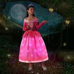 Jucarii, Copii si Bebe - Jucarii si jocuri - Jucarii de rol - Masti si costume copii - Costum carnaval cu leduri printesa Roz 3-4 ANI - Infinity.ro