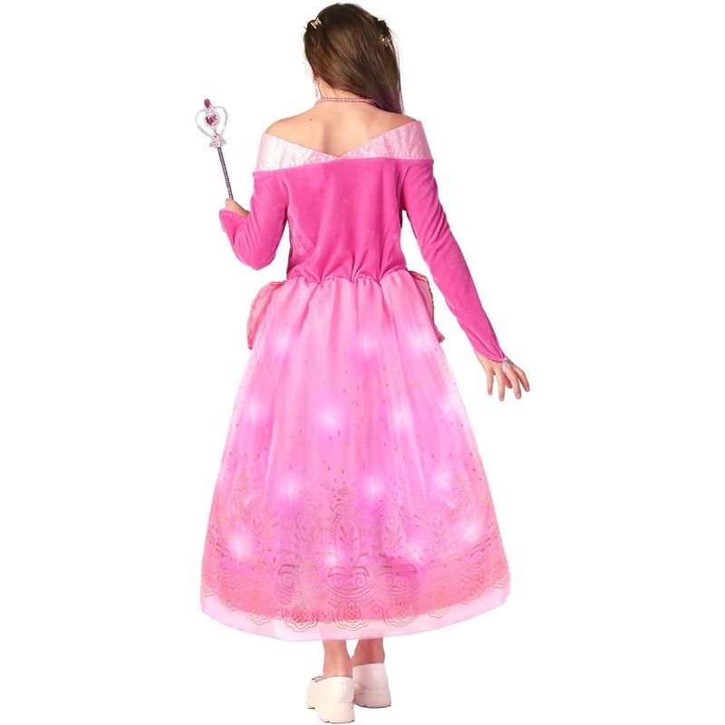 Jucarii, Copii si Bebe - Jucarii si jocuri - Jucarii de rol - Masti si costume copii - Costum carnaval cu leduri printesa Roz 3-4 ANI - Infinity.ro