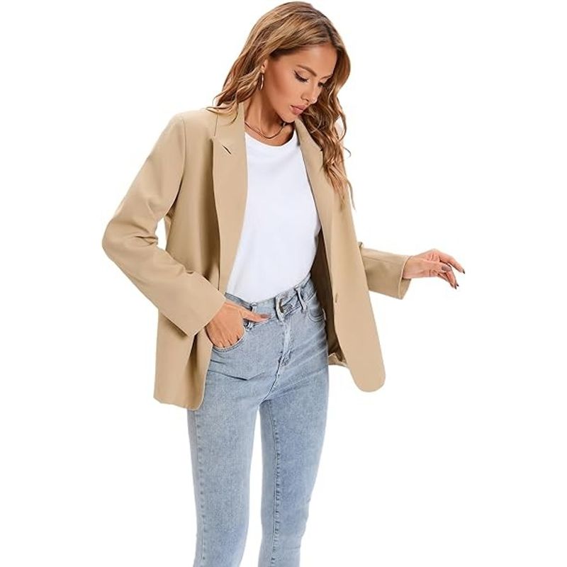 Fashion, accesorii si bijuterii - Femei - Imbracaminte femei - Sacouri si veste femei - Sacou crem scurt, elegant cu maneci 3/4 si buzunare S - Infinity.ro
