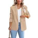 Fashion, accesorii si bijuterii - Femei - Imbracaminte femei - Sacouri si veste femei - Sacou crem scurt, elegant cu maneci 3/4 si buzunare S - Infinity.ro