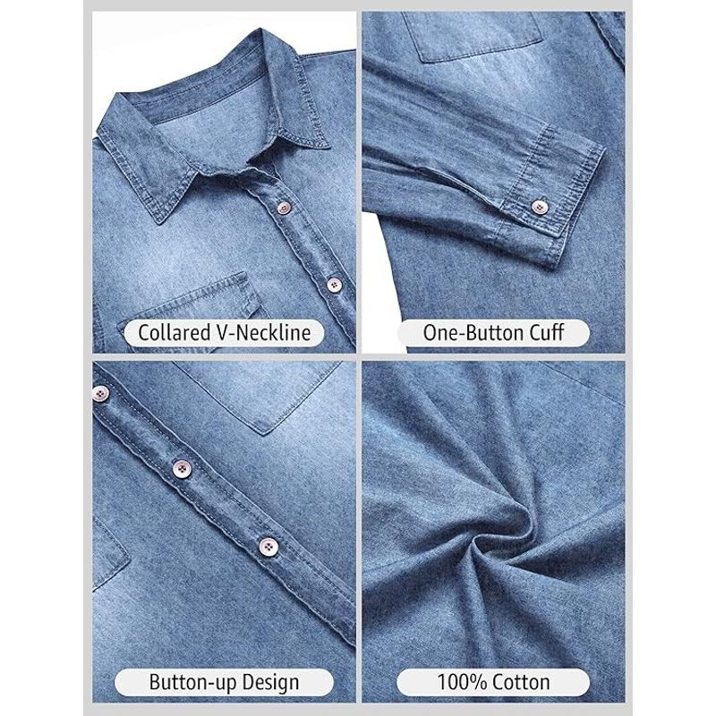 Fashion, accesorii si bijuterii - Femei - Imbracaminte femei - Camasi si bluze femei - Camasa Albastra din denim, larga, cu maneca lunga pentru femei XL - Infinity.ro