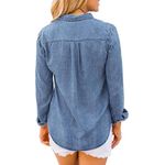 Fashion, accesorii si bijuterii - Femei - Imbracaminte femei - Camasi si bluze femei - Camasa Albastra din denim, larga, cu maneca lunga pentru femei XL - Infinity.ro