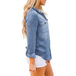 Fashion, accesorii si bijuterii - Femei - Imbracaminte femei - Camasi si bluze femei - Camasa Albastra din denim, larga, cu maneca lunga pentru femei XL - Infinity.ro