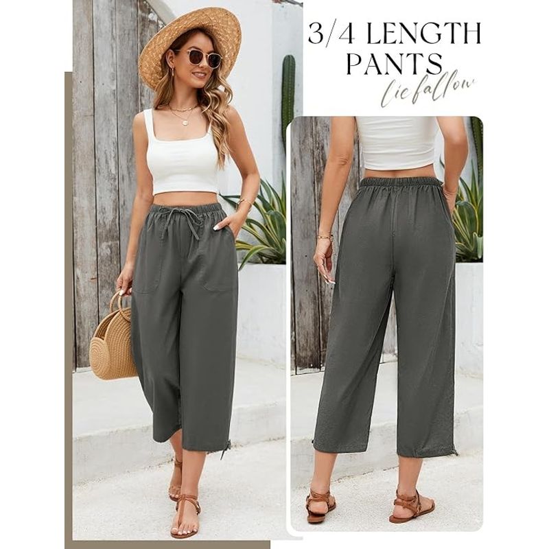 Fashion, accesorii si bijuterii - Femei - Imbracaminte femei - Pantaloni femei - Pantaloni casual lejeri pentru femei, cu buzunare si talie elastica, gri  M - Infinity.ro
