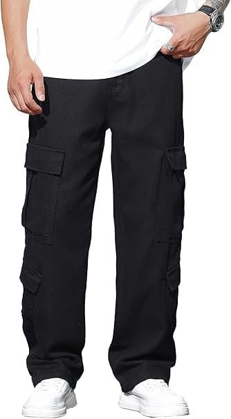Pantaloni cargo usori pentru barbati, rezistenti la uzura, negri XS