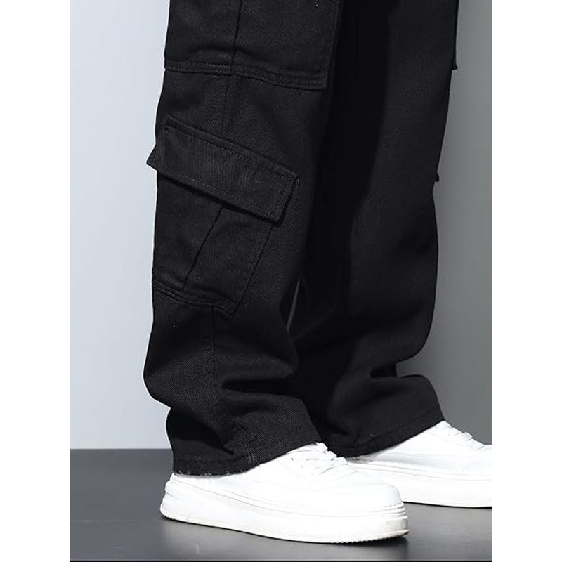 Fashion, accesorii si bijuterii - Barbati - Imbracaminte - Pantaloni barbati - Pantaloni cargo usori pentru barbati, rezistenti la uzura, negri XS - Infinity.ro