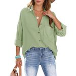 Fashion, accesorii si bijuterii - Femei - Imbracaminte femei - Camasi si bluze femei - Camasa de vara larga cu maneca lunga pentru femei, verde XL - Infinity.ro