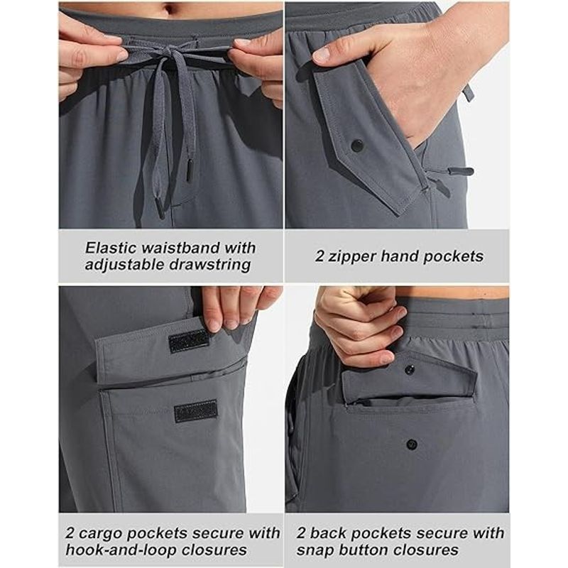 Fashion, accesorii si bijuterii - Femei - Imbracaminte femei - Pantaloni femei - Pantaloni sport respirabili pentru femei, cu buzunare si talie elastica, 3/4 gri M - Infinity.ro