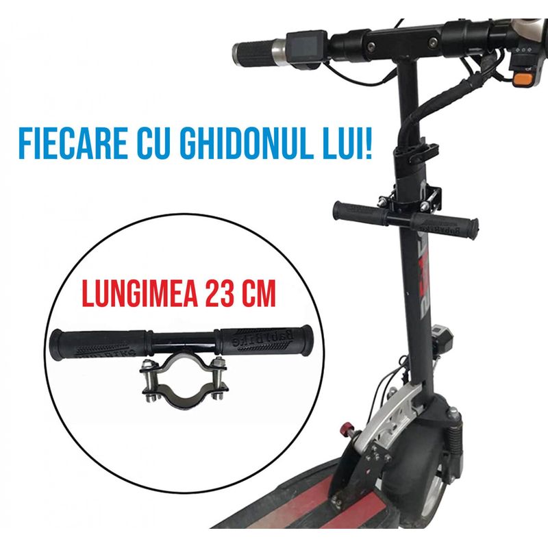 Sport si Outdoor - Role, trotinete si skateboard - Piese si accesorii trotinete - Maner ghidon suplimentar trotineta, scuter, 23 cm, reglabil, mansoane din silicon, ghidon de copil pentru trotineta - Infinity.ro