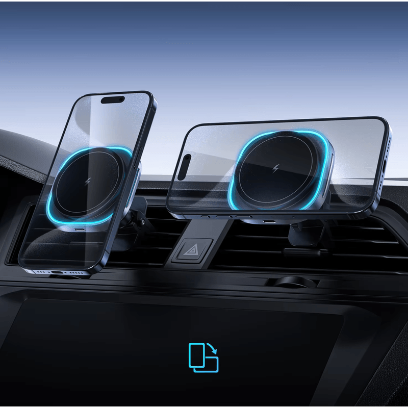 Auto si Moto - Electronice auto - Accesorii electronice auto - Incarcator MagSafe wireless pentru masina, Ideas4Comfort, fixare in grila de ventilatie, compatibil Android si iOS - Infinity.ro