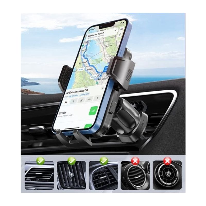 Auto si Moto - Electronice auto - Accesorii electronice auto - Suport telefon auto cu fixare grila ventilatie, suport smartphone ventilatie rotativ 360 - Infinity.ro