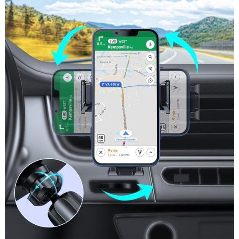 Auto si Moto - Electronice auto - Accesorii electronice auto - Suport telefon auto cu fixare grila ventilatie, suport smartphone ventilatie rotativ 360 - Infinity.ro