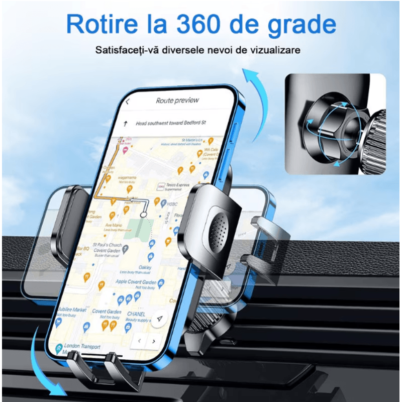Auto si Moto - Electronice auto - Accesorii electronice auto - Suport telefon auto cu fixare grila ventilatie, suport smartphone ventilatie rotativ 360 - Infinity.ro