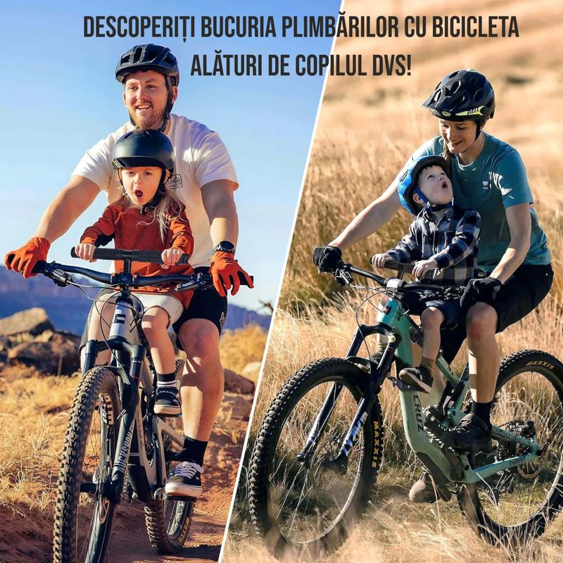 Sport si Outdoor - Ciclism - Accesorii pentru biciclete - Scaune copii pentru biciclete - Scaun copil pentru bicicleta cu montaj pe cadru cu ghidon auxiliar pentru copil, varsta 2-5 ani, capacitate 22 kg - Infinity.ro
