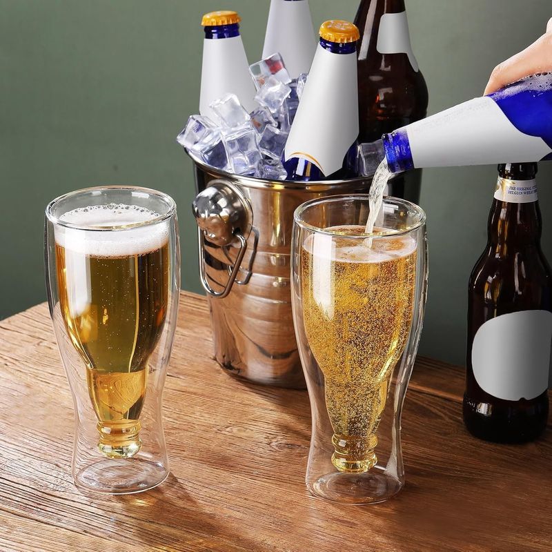 Casa si Gradina - Bucatarie si vesela - Cani si pahare - Pahare - Pahar bere 450 ml cu perete dublu, set 1 2 4 6 pahare, sticla borosilicate termorezistenta - Infinity.ro