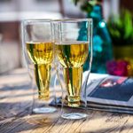 Casa si Gradina - Bucatarie si vesela - Cani si pahare - Pahare - Pahar bere 450 ml cu perete dublu, set 1 2 4 6 pahare, sticla borosilicate termorezistenta - Infinity.ro