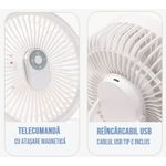 Electronice si Electrocasnice - Climatizare si sisteme de incalzire - Aparate racire aer - Ventilatoare - Ventilator cu carlig-suport portabil, Ideas4Comfort, portabil, telecomanda, reincarcabil USB, acumulatori 10W, 4000mAh - Infinity.ro