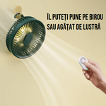 Electronice si Electrocasnice - Climatizare si sisteme de incalzire - Aparate racire aer - Ventilatoare - Ventilator cu carlig-suport portabil, Ideas4Comfort, portabil, telecomanda, reincarcabil USB, acumulatori 10W, 4000mAh - Infinity.ro