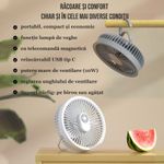 Electronice si Electrocasnice - Climatizare si sisteme de incalzire - Aparate racire aer - Ventilatoare - Ventilator cu carlig-suport portabil, Ideas4Comfort, portabil, telecomanda, reincarcabil USB, acumulatori 10W, 4000mAh - Infinity.ro