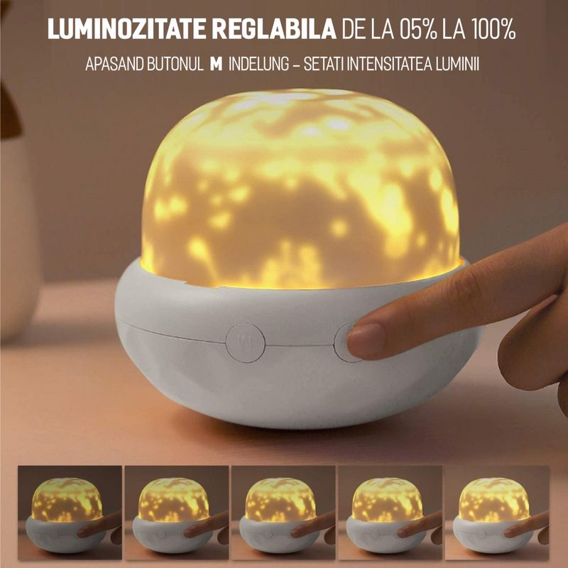 Casa si Gradina - Corpuri si surse de iluminat - Veioze si lampi - Lampi de veghe copii - Lampa de veghe proiector pentru copii portabila, cu LEDuri multicolore si cu reglare a intensitatii, lumina alba - Infinity.ro
