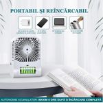 Electronice si Electrocasnice - Climatizare si sisteme de incalzire - Aparate racire aer - Ventilatoare - Ventilator cu umidificare portabil Ideas4Comfort, reincarcabil USB, 3 viteze, 2 moduri pulverizare - Infinity.ro