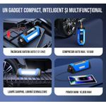 Auto si Moto - Reparatii si depanare - Compresoare auto - Compresor de aer cu redresor auto smart portabil, afisaj digital, cu lampa camping, baterie reincarcabila 10000 mAh - Infinity.ro