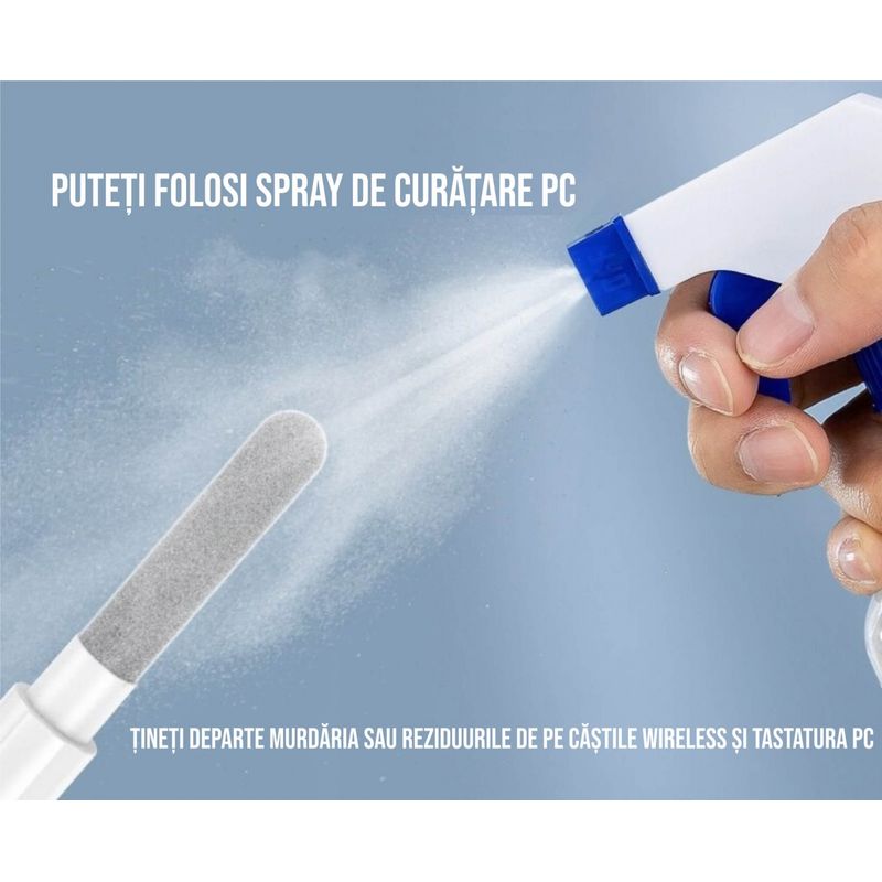 TV, Audio-Video si Foto - Accesorii TV si audio - Produse de intretinere - Kit de curatare casti 3 in 1 pentru AirPods, Earbuds, casti wireless, smartphone, Ideas4comfort, universal, alb - Infinity.ro