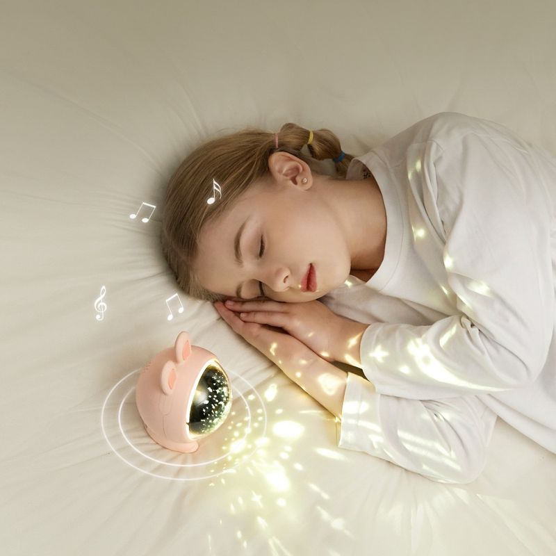 Casa si Gradina - Corpuri si surse de iluminat - Veioze si lampi - Lampi de veghe copii - Lampa proiector portabila pentru copii, cu LED si melodii, Ideas4Comfort, 3 culori lumina reglabila - Infinity.ro