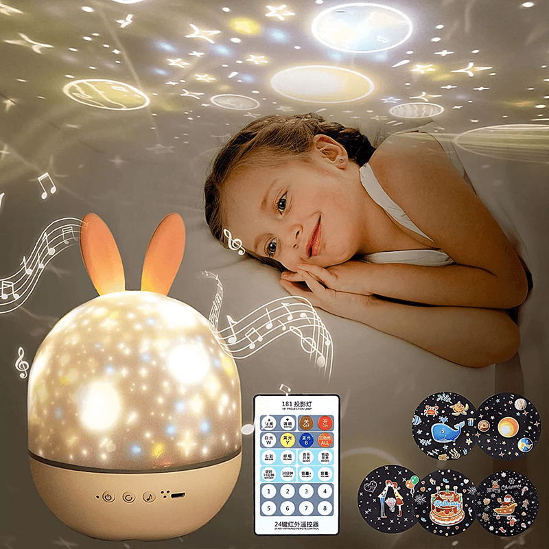 Casa si Gradina - Corpuri si surse de iluminat - Veioze si lampi - Lampi de veghe copii - Lampa cu BLUETOOTH, muzicala, pentru copii, cu proiector, telecomanda, portabila cu LEDuri multicolore, Ideas4Comfort - Infinity.ro