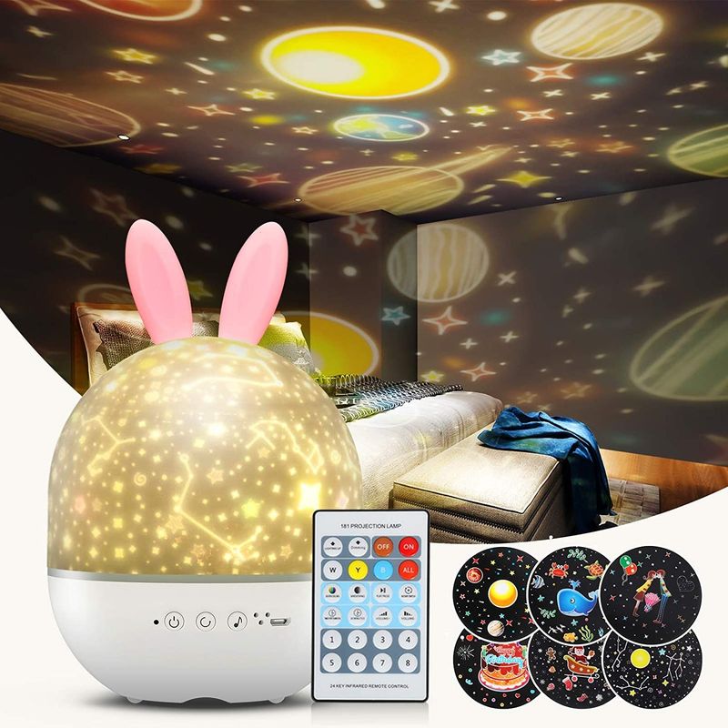 Casa si Gradina - Corpuri si surse de iluminat - Veioze si lampi - Lampi de veghe copii - Lampa cu BLUETOOTH, muzicala, pentru copii, cu proiector, telecomanda, portabila cu LEDuri multicolore, Ideas4Comfort - Infinity.ro