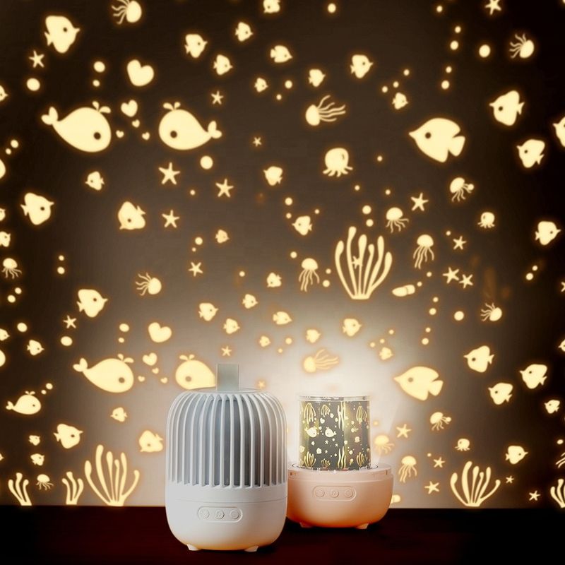 Casa si Gradina - Corpuri si surse de iluminat - Veioze si lampi - Lampi de veghe copii - Lampa de veghe muzicala rotativa pentru copii, portabila, cu proiector, LED 3 culori, lumina reglabila - Infinity.ro
