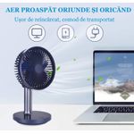Electronice si Electrocasnice - Climatizare si sisteme de incalzire - Aparate racire aer - Ventilatoare - Ventilator portabil pentru birou, 5 W, acumulator 2000 mAh, brat extensibil, reincarcabil USB, alb Verde - Infinity.ro