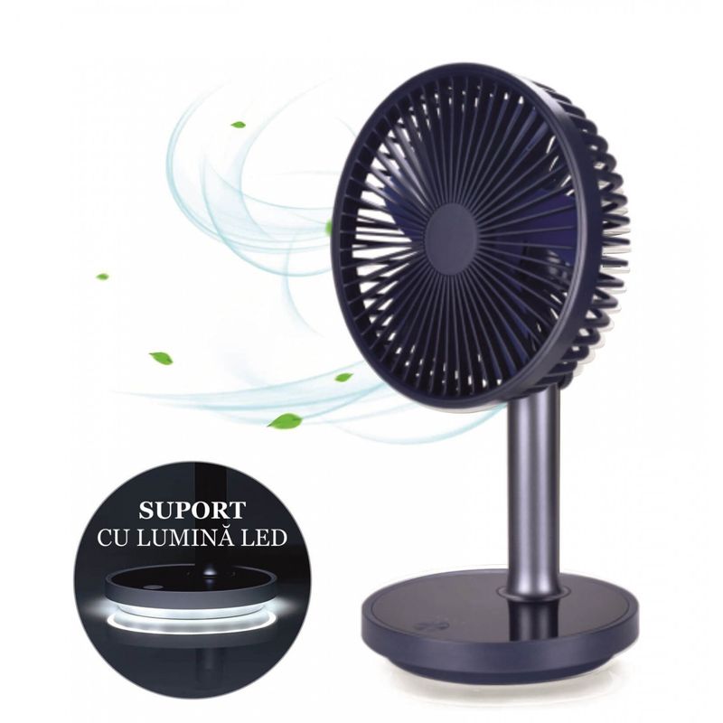 Electronice si Electrocasnice - Climatizare si sisteme de incalzire - Aparate racire aer - Ventilatoare - Ventilator portabil pentru birou, 5 W, acumulator 2000 mAh, brat extensibil, reincarcabil USB, alb Verde - Infinity.ro