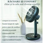 Electronice si Electrocasnice - Climatizare si sisteme de incalzire - Aparate racire aer - Ventilatoare - Ventilator portabil pentru birou, 5 W, acumulator 2000 mAh, brat extensibil, reincarcabil USB, alb Verde - Infinity.ro