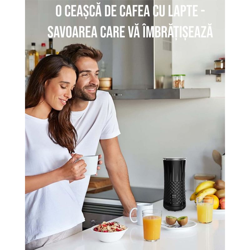 Electronice si Electrocasnice - Electrocasnice bucatarie - Preparare bauturi - Accesorii si consumabile aparate preparare bauturi - Aparat spuma lapte 4 in 1 pentru cafea tip Milk Frother, 240 ml, 400W, spuma calda rece latte, cappuccino, macchiato - Infinity.ro