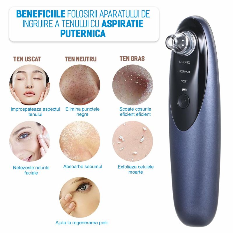 Ingrijire personala si Cosmetice - Aparate & accesorii ingrijire personala - Aparate cosmetice - Aparate intretinere si ingrijire corporala - Aparat de scos cosuri portabil, aspirator de fata cu conexiune Wi-Fi si camera video, Android, dispozitiv puncte negre - Infinity.ro