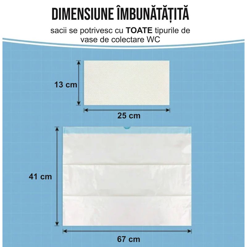 Ingrijire personala si Cosmetice - Ingrijire personala - Igiena intima - Produse incontinenta - Set 20 saci urinari de unica folosinta 67x41 cm cu snur si 20 de absorbanti urinari tip paduri 13x25 cm pentru plosca - Infinity.ro