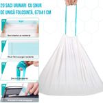 Ingrijire personala si Cosmetice - Ingrijire personala - Igiena intima - Produse incontinenta - Set 20 saci urinari de unica folosinta 67x41 cm cu snur si 20 de absorbanti urinari tip paduri 13x25 cm pentru plosca - Infinity.ro