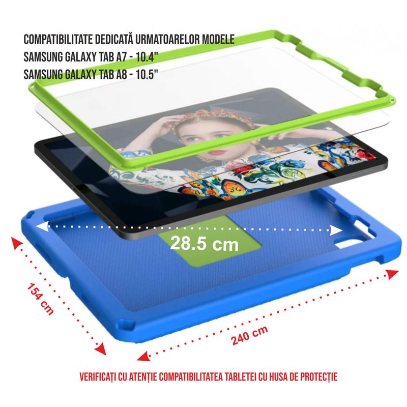 Laptop, Telefoane si Tablete - Tablete si accesorii tablete - Accesorii Tablete - Huse tablete - Husa protectie tableta fata spate pentru copii, compatibila cu Samsung Galaxy TAB A8, TAB A7 10.4 - 10.5 inch - Infinity.ro