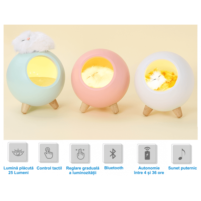 Casa si Gradina - Corpuri si surse de iluminat - Veioze si lampi - Lampi de veghe copii - Lampa de veghe pentru copii cu boxa bluetooth, portabila, LED, Ideas4Comfort, reincarcabila USB - Infinity.ro