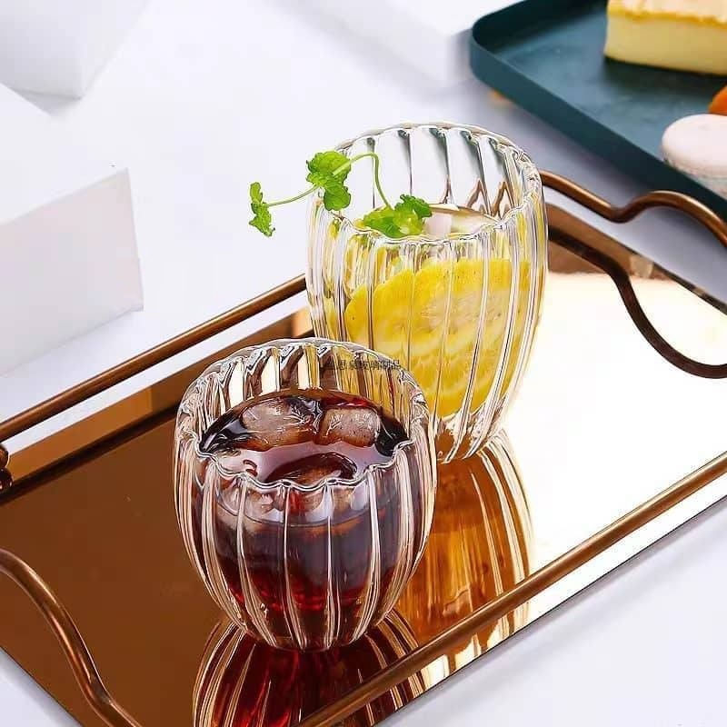 Casa si Gradina - Bucatarie si vesela - Cani si pahare - Cani si cesti - Pahar dublu 250 ml cu striatii, set 1 2 4 6 pahare, din sticla borosilicata termorezistenta, design modern, cana cafea - Infinity.ro