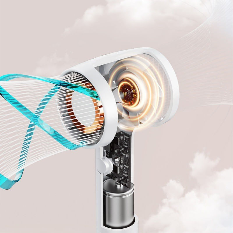 Electronice si Electrocasnice - Climatizare si sisteme de incalzire - Aparate racire aer - Ventilatoare - Ventilator de mana, portabil, 3 trepte ventilatie, incarcare USB, acumulator 1200 mAh, 4 W Alb - Infinity.ro