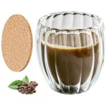 Casa si Gradina - Bucatarie si vesela - Cani si pahare - Cani si cesti - Pahar dublu 250 ml cu striatii, set 1 2 4 6 pahare, din sticla borosilicata termorezistenta, design modern, cana cafea - Infinity.ro