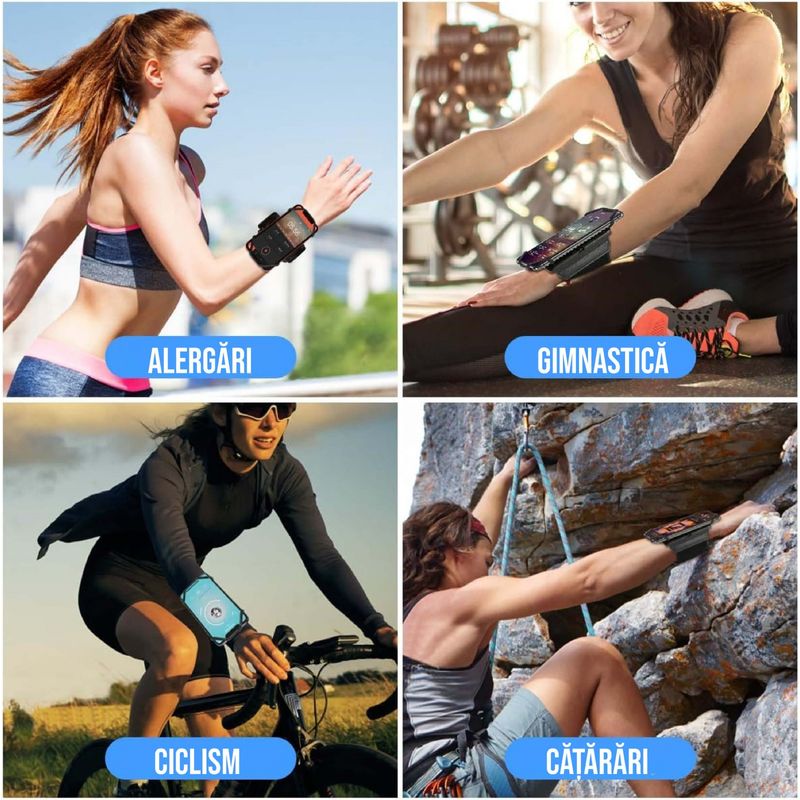 Sport si Outdoor - Echipament Sportiv - Accesorii echipament sportiv - Genti si borsete fitness - Husa banderola telefon de brat pentru alergat, cu prindere pe inchietura mainii, pentru sala, plimbari, yoga - Infinity.ro