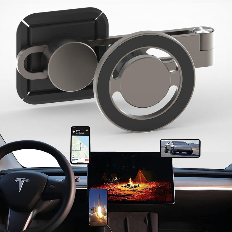 Auto si Moto - Electronice auto - Accesorii electronice auto - Suport telefon pentru Tesla Model S, Model 3, Model X si Model Y, cu prindere in partea verso a ecranului tactil - Infinity.ro