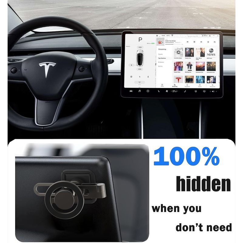 Auto si Moto - Electronice auto - Accesorii electronice auto - Suport telefon pentru Tesla Model S, Model 3, Model X si Model Y, cu prindere in partea verso a ecranului tactil - Infinity.ro
