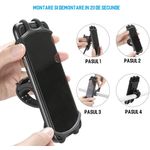 Sport si Outdoor - Ciclism - Accesorii pentru biciclete - Suporturi accesorii biciclete - Suport telefon bicicleta, din silicon, rotativ 360, montaj pe ghidon, pentru carucior si trotineta, carut, scuter, negru - Infinity.ro